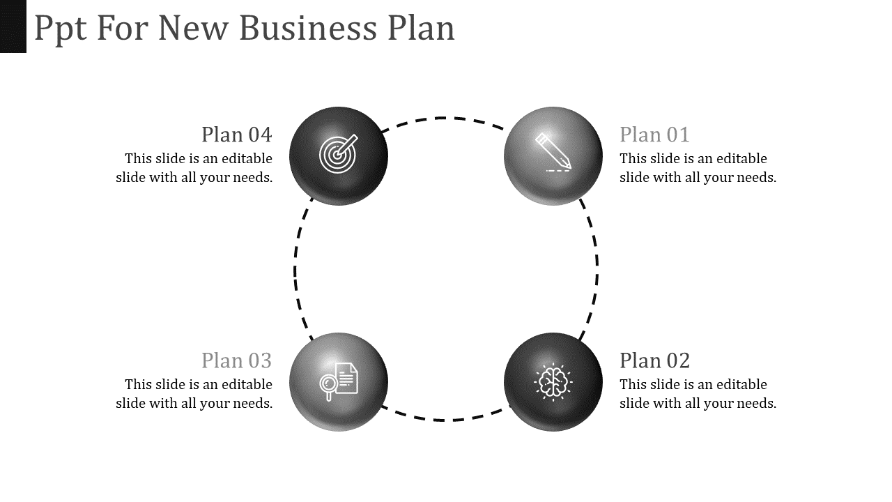 Our Predesigned PPT For New Business Plan In Grey Color